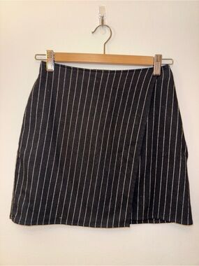 Hollister Black Pinstripe Mini Wrap Skirt